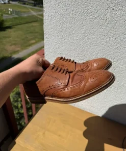 : Kurt Geiger skórzane brogsy męskie brązowe r. 42 Mansel, made in Portugal, vintage style