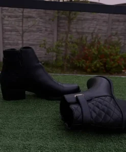 Anna Field botki damskie 41 czarne eleganckie pikowane niski obcas jesień