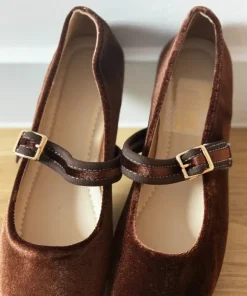 baleriny Mary Jane brązowe eleganckie buty damskie 38