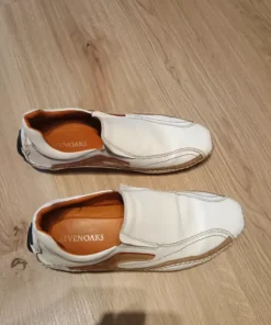 Białe, męskie, skórzane mokasyny nr 40