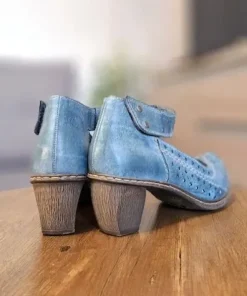 Błękitne ażurowe czółenka Rieker Antistress | Skóra | Rozmiar 36 (22,5 cm)