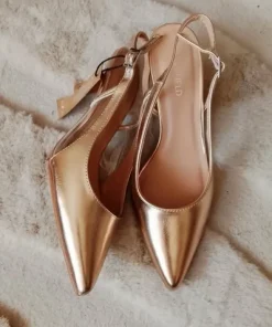 Buty na obcasie sandały czółenka metaliczne złote Anna Field rozmiar 38 wąskie