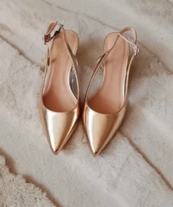 Buty na obcasie sandały czółenka metaliczne złote Anna Field rozmiar 38 wąskie