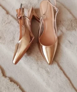 Buty na obcasie sandały czółenka metaliczne złote Anna Field rozmiar 38 wąskie