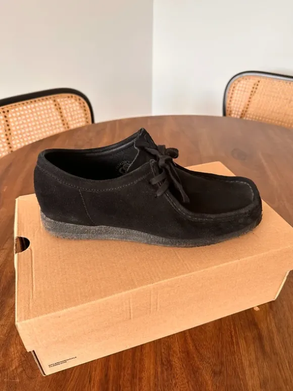 Clarks Originals Wallabee Black Suede Shoes, Size 43