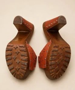 Klapki drewniane ALWAYS r. 36 skórzane kwiaty boho retro