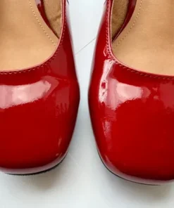 Røde læder pumps / New red Mary Jane shoes high gloss patent leader