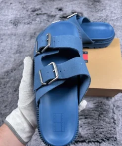 Sandały klapki Tommy Jeans TJW Double Strap Sandal Suit Blue Coast niebieskie 40 damskie