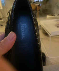 Sioux loafers i læder med kroko lak look
