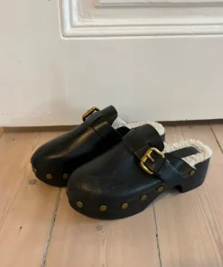 Sorte læder clogs