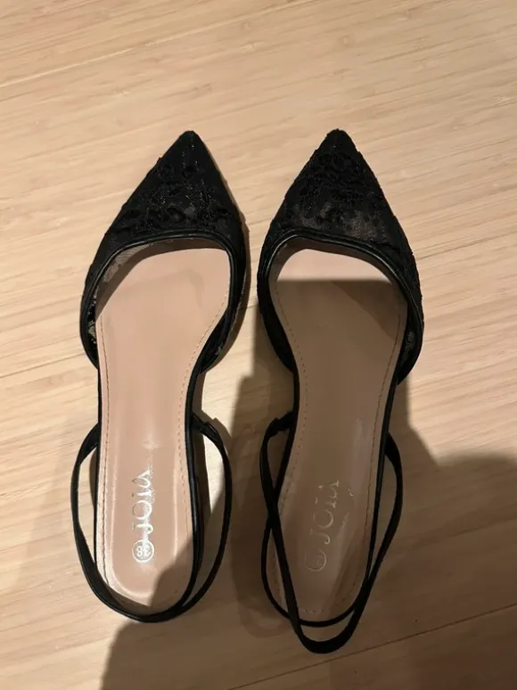 Sorte Slingbacks