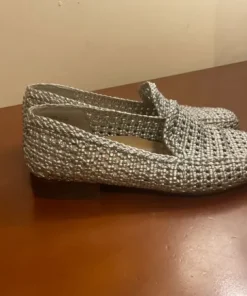 Srebrne ,skórzane mokasyny w rozmiar 38,5