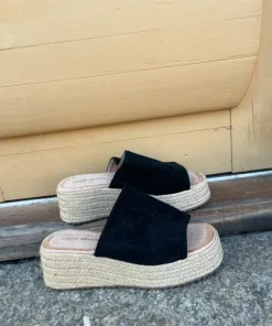 Svarta platåsandaler espadrillos