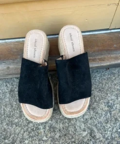 Svarta platåsandaler espadrillos